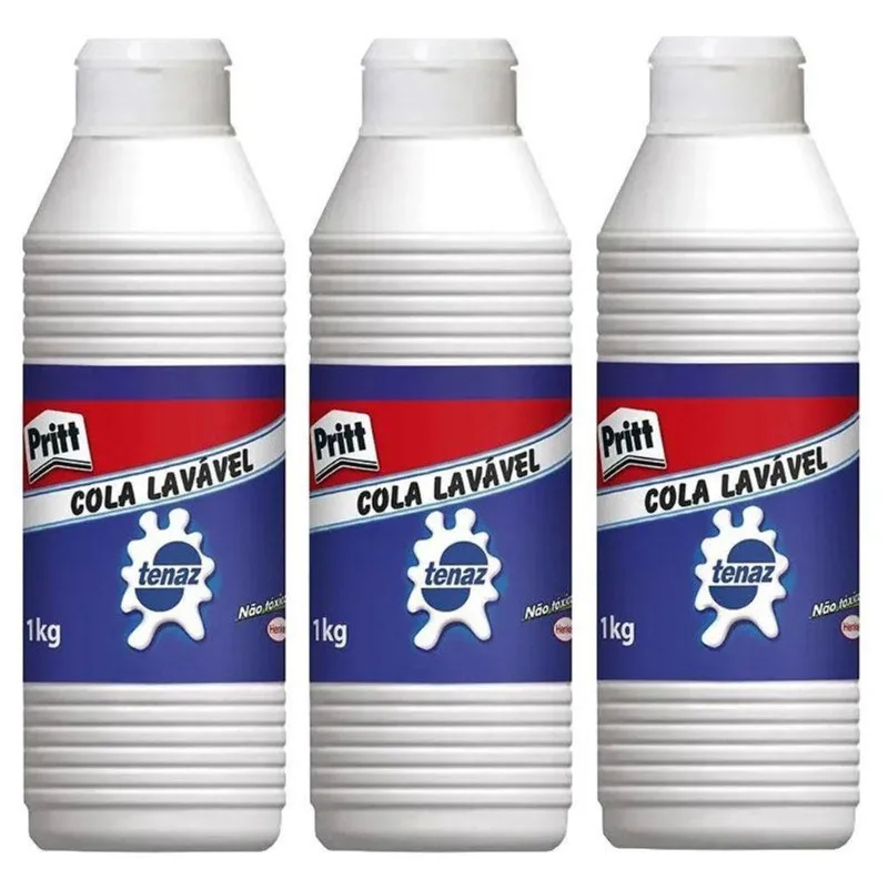 Cola Líquida Branca Escolar Pritt 1kg 3 Unidades Tenaz