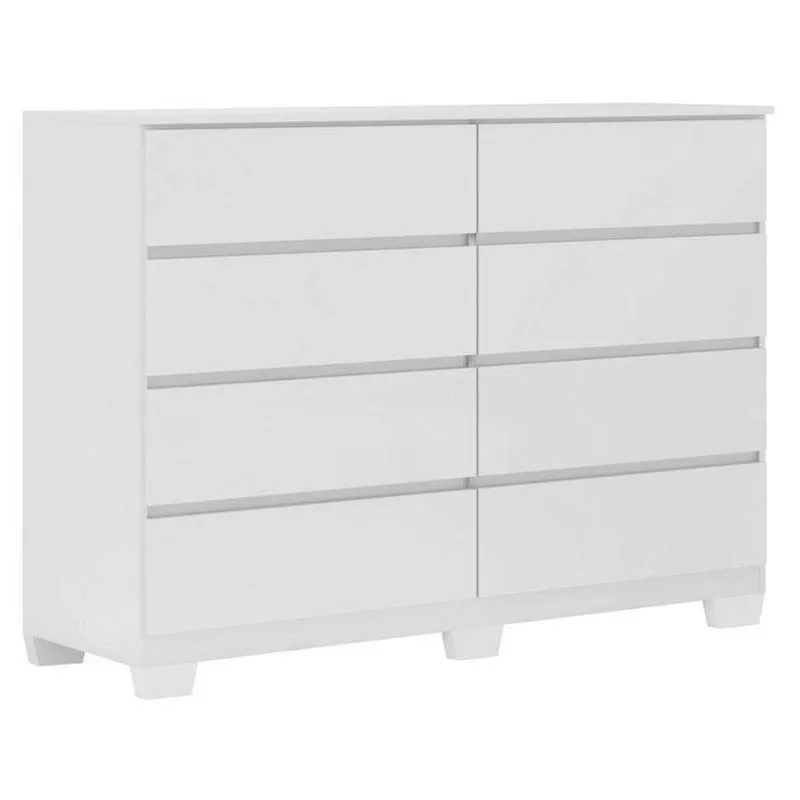Cômoda 8 Gavetas Sintra Branco Brilho Com Pés - Demóbile