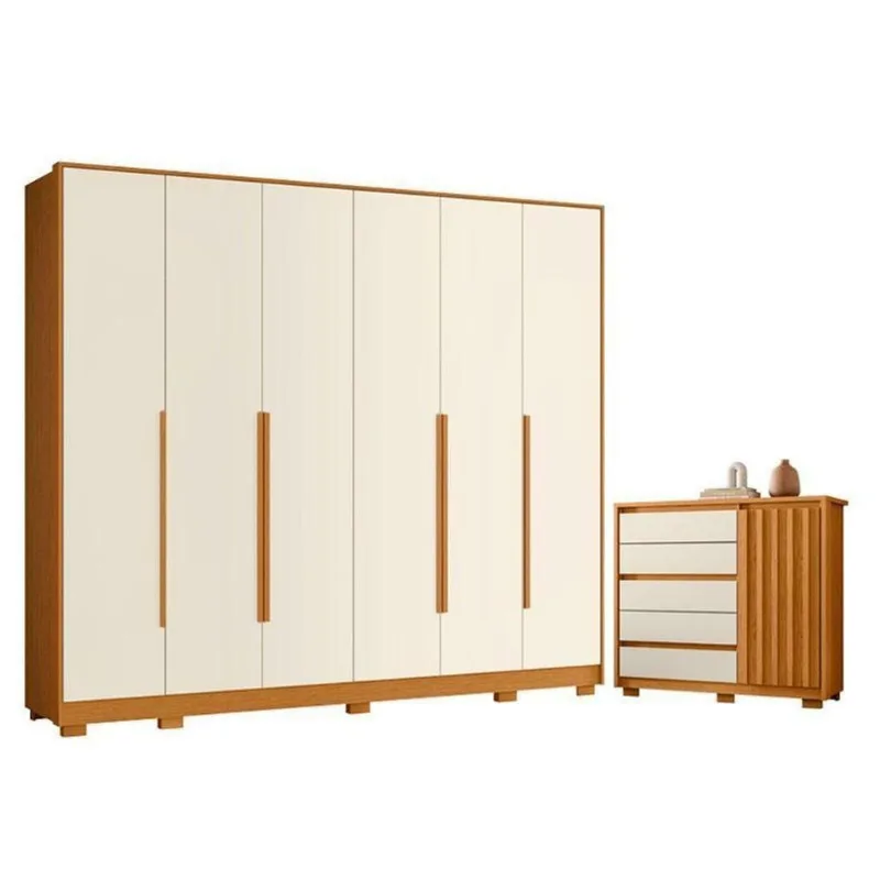 Conjunto de Quarto Mercure + Duetto 7 Portas MDP Off White Albatroz Móveis