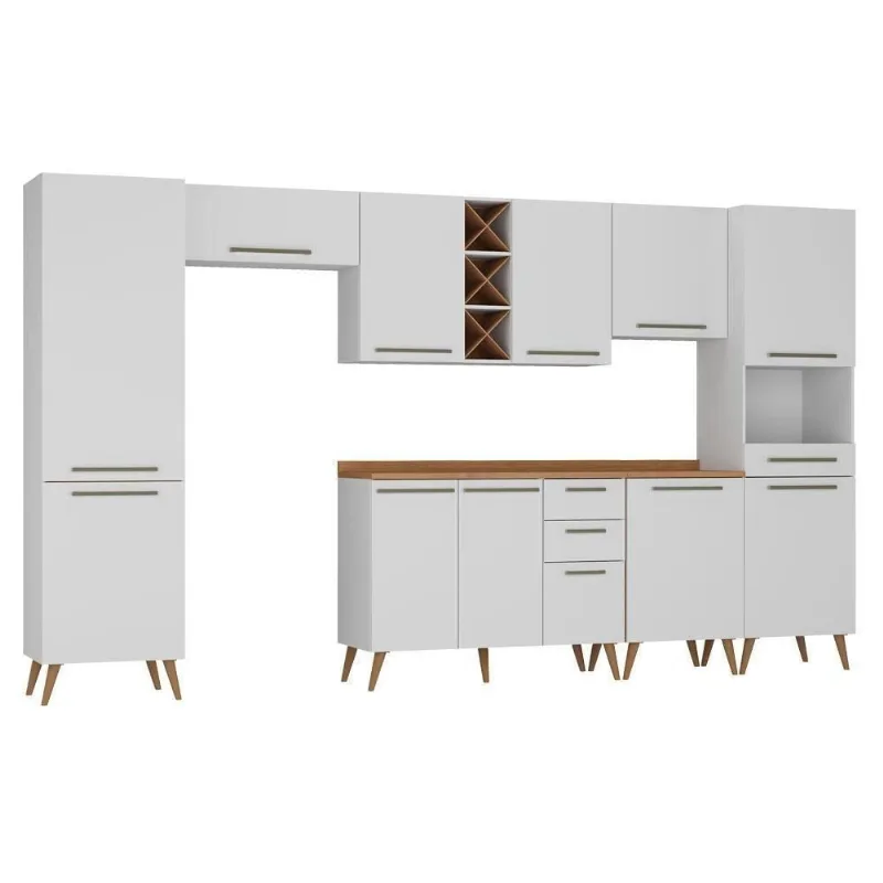 Cozinha Modulada Favotita 7 Peças MDF MDP 59CM Branco Lacca Zanzini