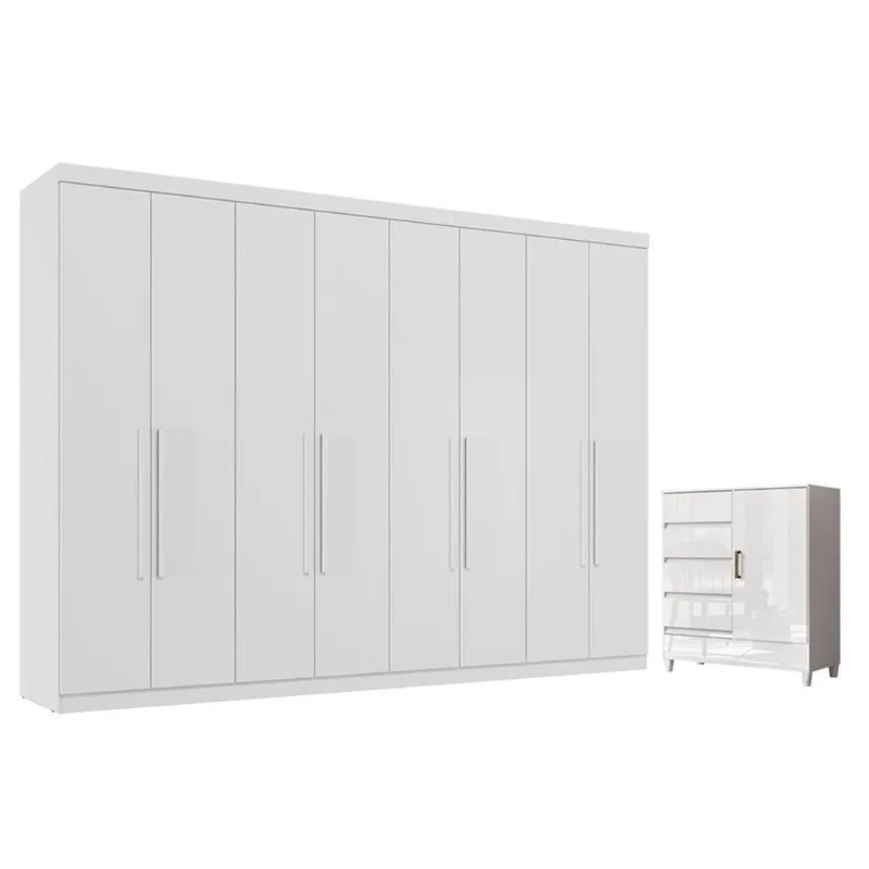 Guarda Roupa Casal Master New 8 Portas 4 Gavetas MDP com Cômoda Fit Santos Andirá