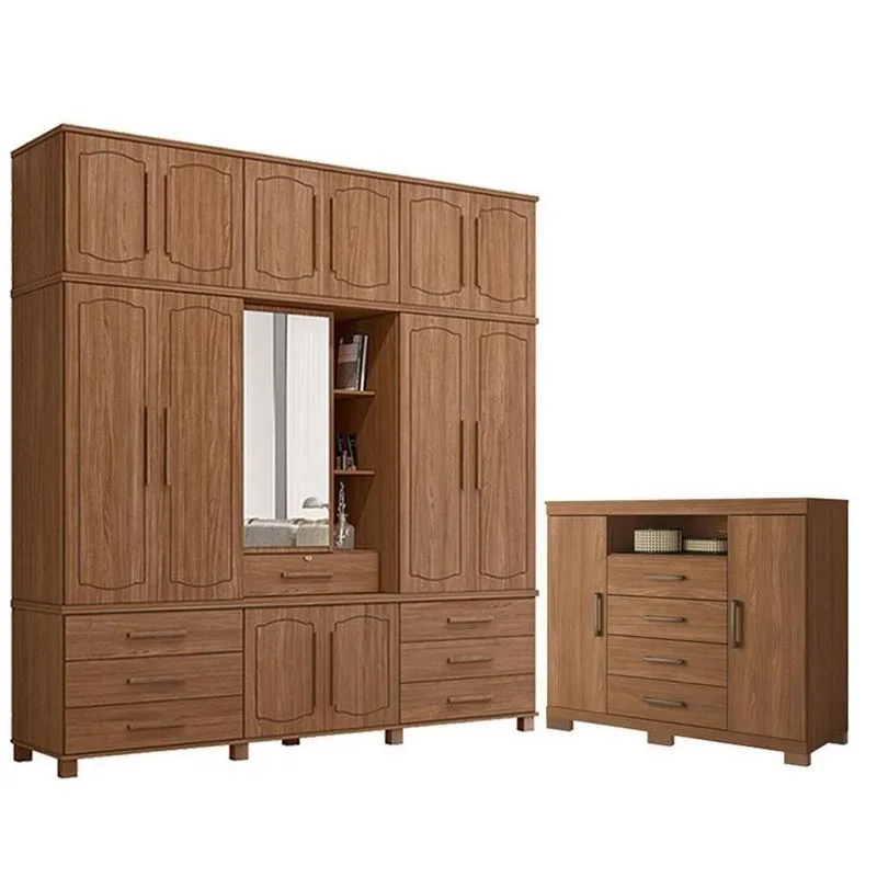 Guarda Roupa Casal Londres Capelinha E Cômoda Havana Master 13 Portas 7 Gavetas Mdf-mdp Jatobá