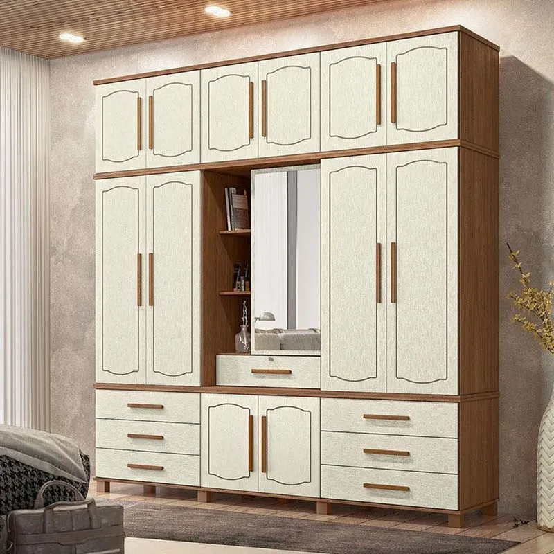 Guarda Roupa Casal Londres Capelinha E Cômoda Havana Master 13 Portas 7 Gavetas Mdf-mdp Jatobá Areia