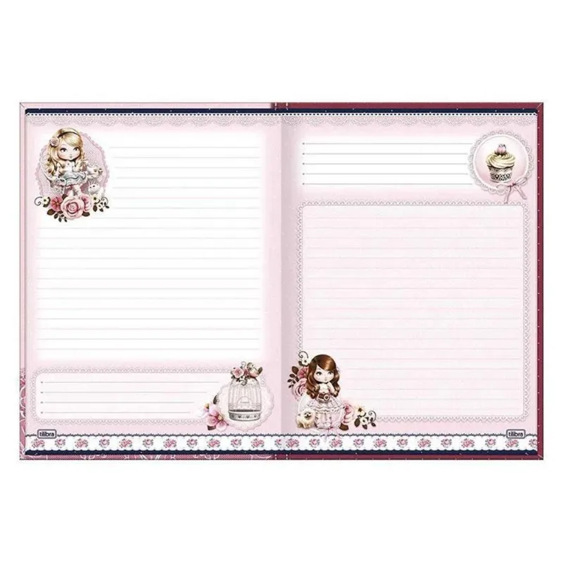 Caderno Colegial Tilibra Jolie 80 Folhas Brochura Rosa Loira