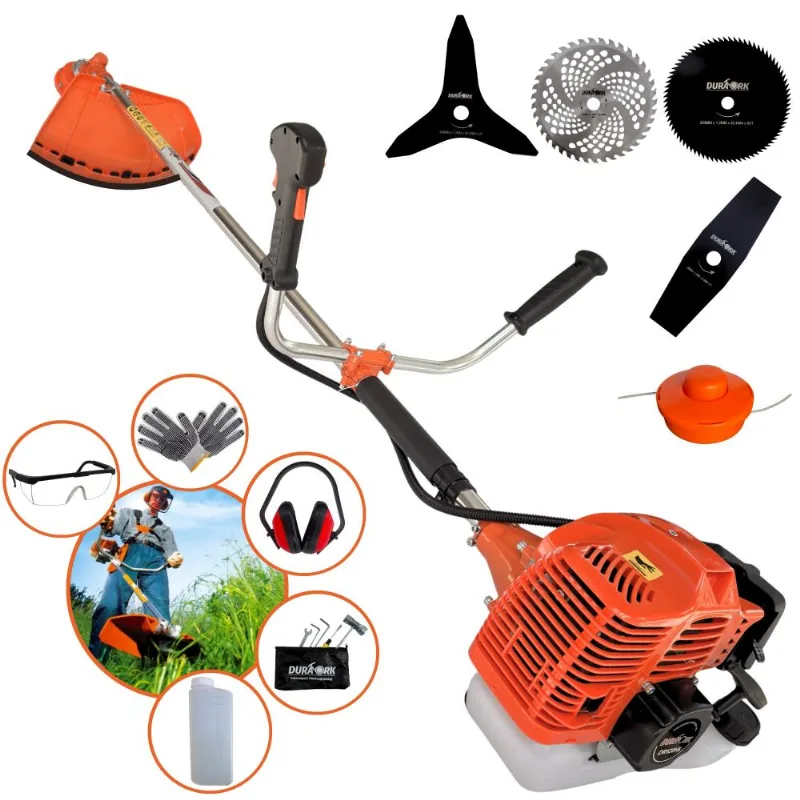 Roçadeira Profissional Duratork DR520H5 À Gasolina 2T 52cc 2,5hp Com Carretel de Nylon + Facas 2 Pontas e 3 Pontas + Disco 40 Dentes e 80 Dentes + EPI