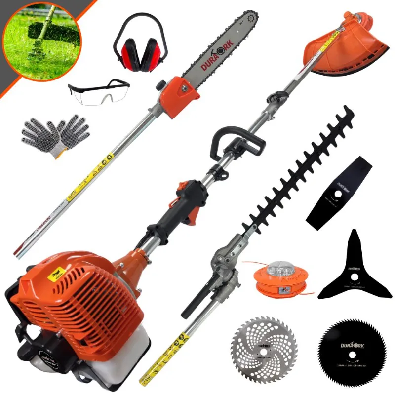 Máquina De Corta Grama Multifunções Duratork 7 Em 1 Drm520p7 52cc 2,5hp Com Faca 2p 3p 40d 80d Carretel Carga Rápida + Sabre 12 + Esqueletador + Epi