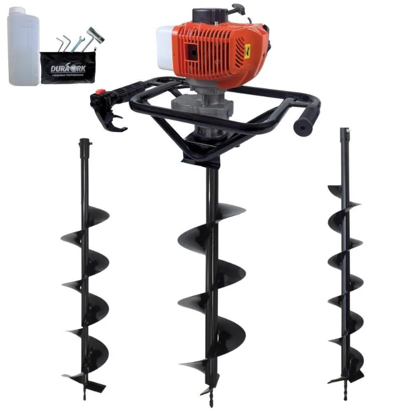 Perfurador De Solo DPS523P Profissional Gasolina 52cc 2,5hp 3 Brocas 80x10cm 80x15cm 80x20cm Laranja