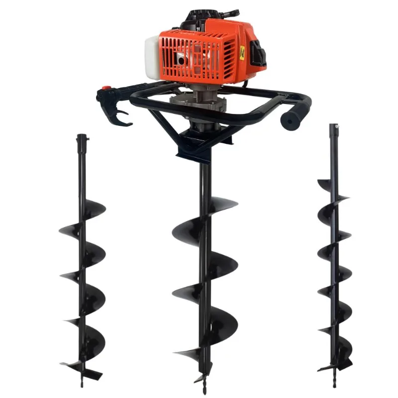 Perfurador Polaca Cavadeira Duratork Dps623p À Gasolina 2t 62cc 3hp Ignição Cdi Para Construção Civil Com Kit Brocas 80x10cm, 80x15cm E 80x20cm