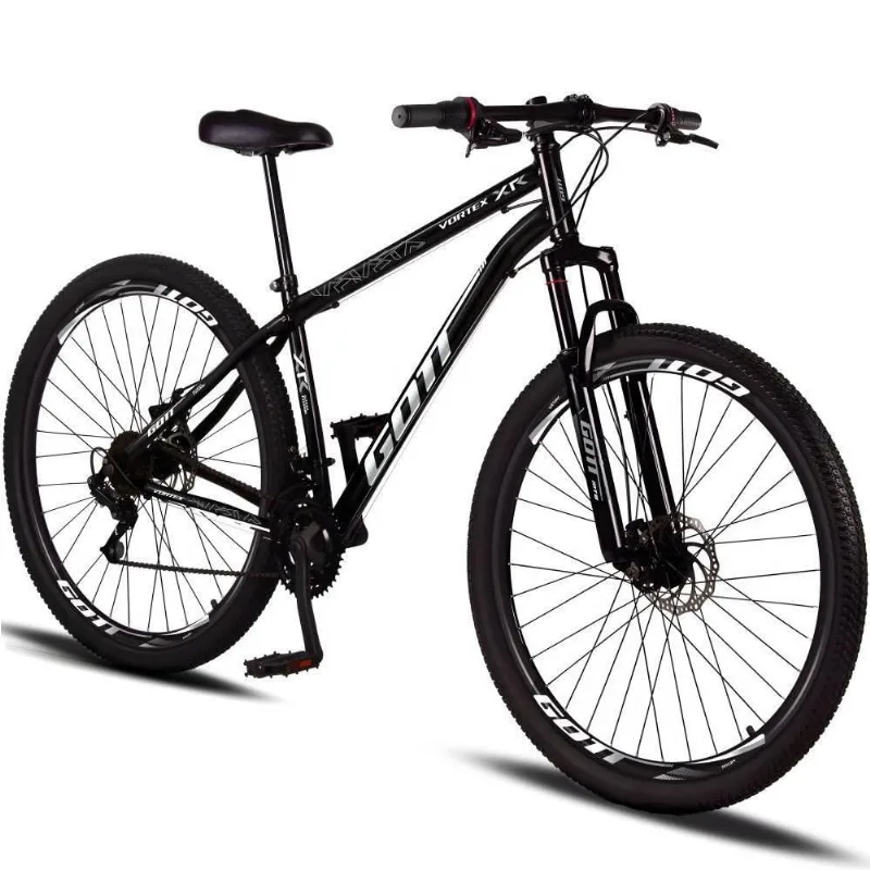 Bicicleta Aro 29 Aço Carbono Gott Vortex 21v Com Suspensão E Freio A Disco - Preto E Branco