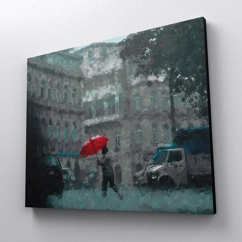 Mulher Com Guarda Chuva Vermelho