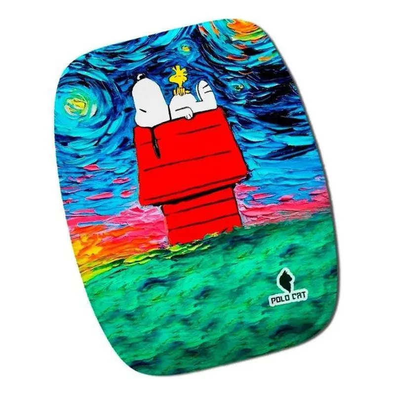 5x Mouse Pad Ergonomico Snoopy Sentado Fundo Azul