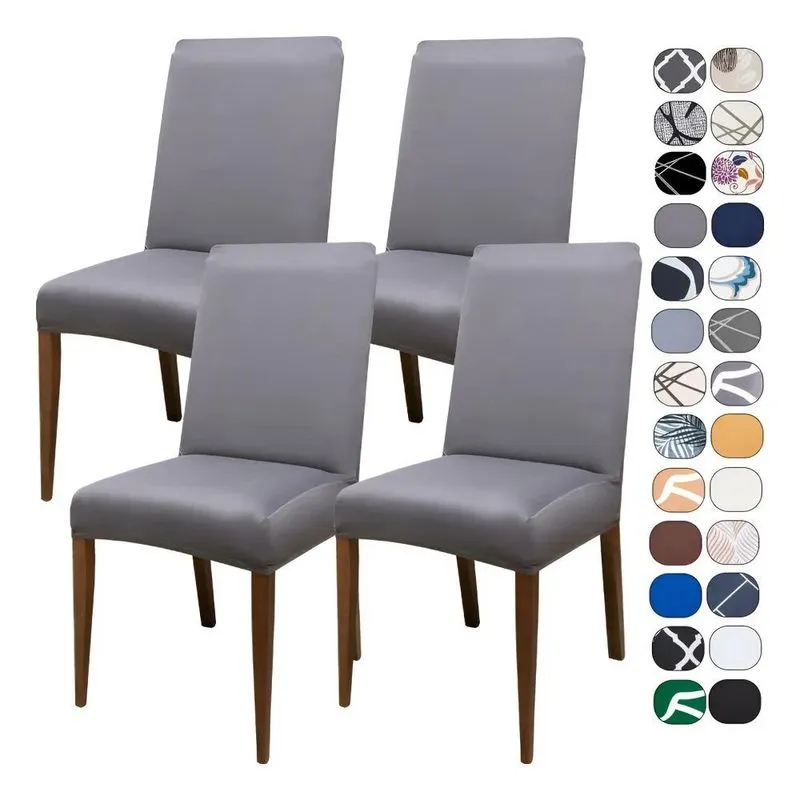 Kit 4 Capa Cadeira Jantar Tecido Mais Resistente Cor Cinza/c