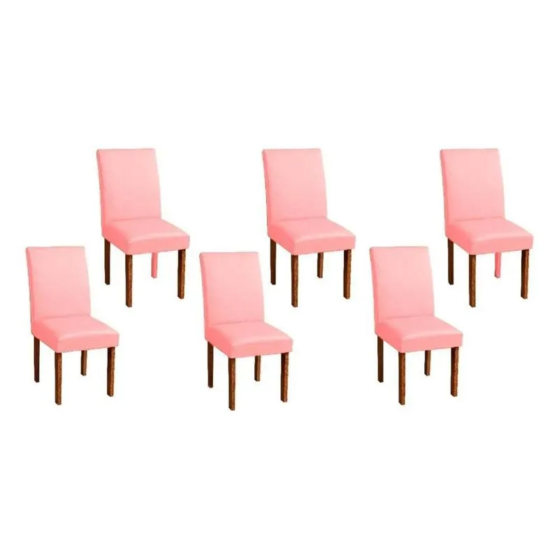 Kit 06 Capas De Cadeira Malha Gel Com Elástico - Tab Rosa