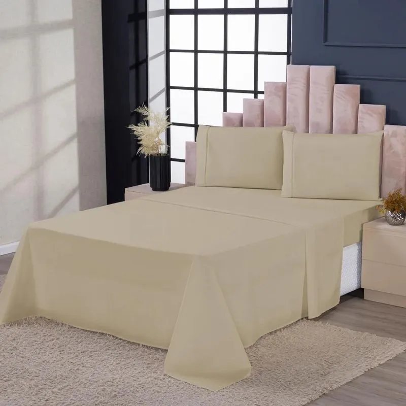 Kit Roupa De Cama Jogo Completo Casal Padrão 400 Fios 4 Cáqu