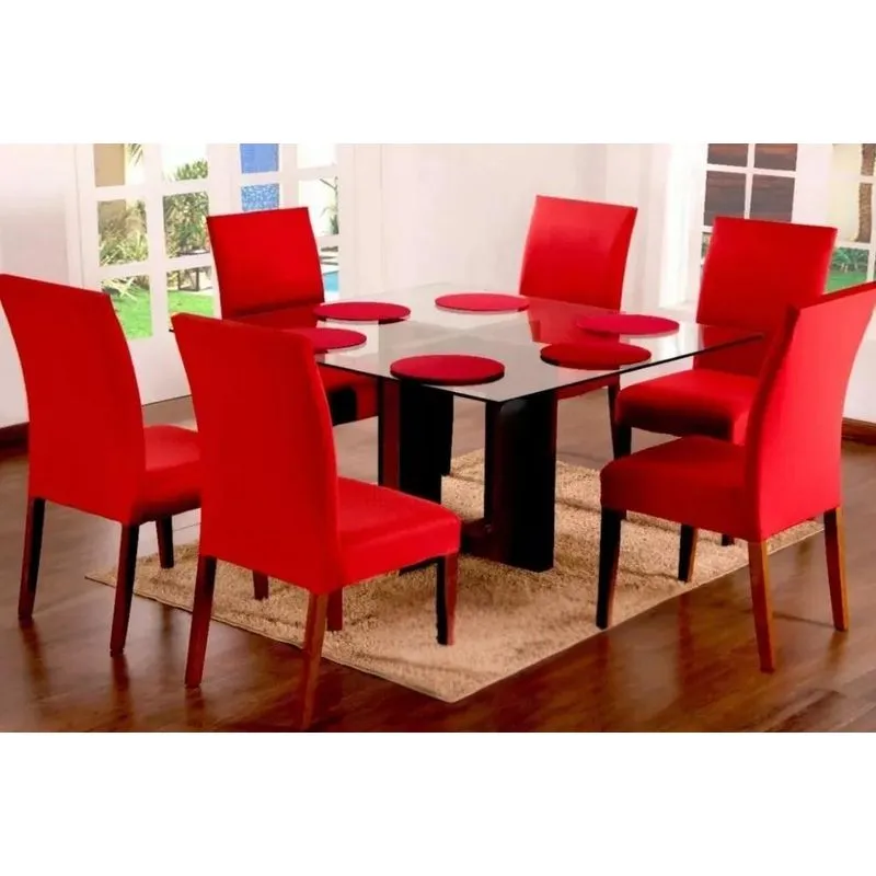6 Capas Pra Cadeira De Jantar - Supe Vermelho