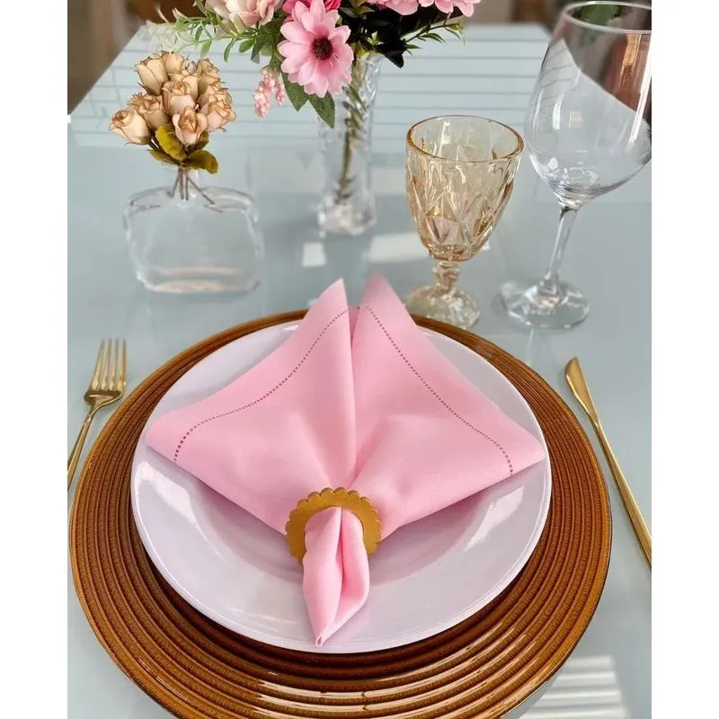 Guardanapo De Tecido Para Mesa Posta Ponto Aj Rosa Bebê