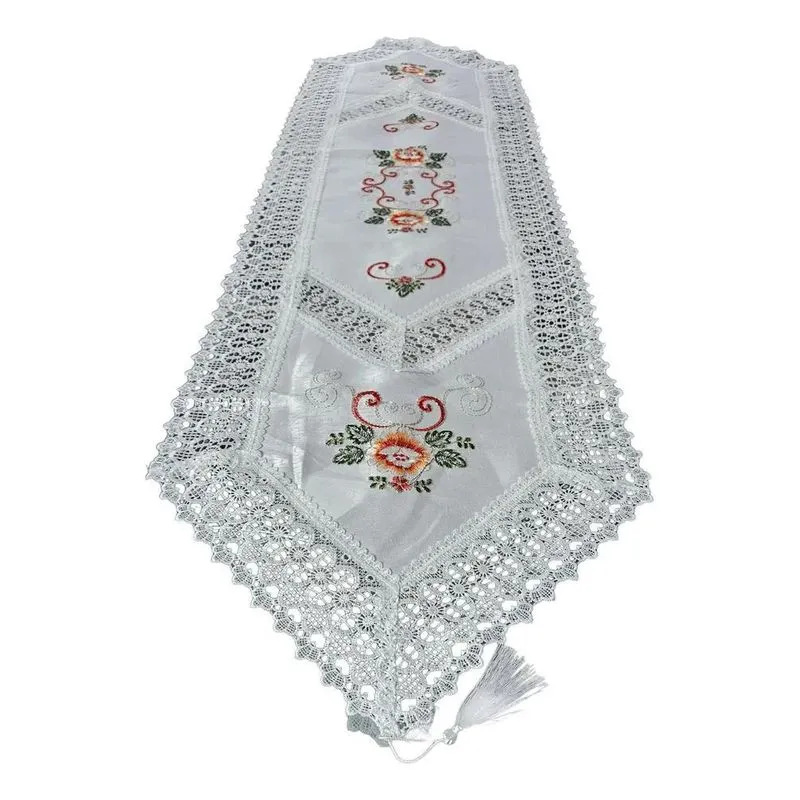 Trilho De Mesa 40x150cm Caminho Bordado Guipir Renda Branco