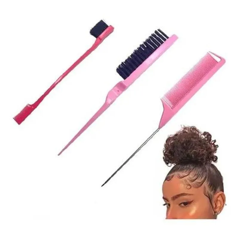 3x 3 Escova Escovinha Pente Baby Hair Sobrancelha Cabelo Lac