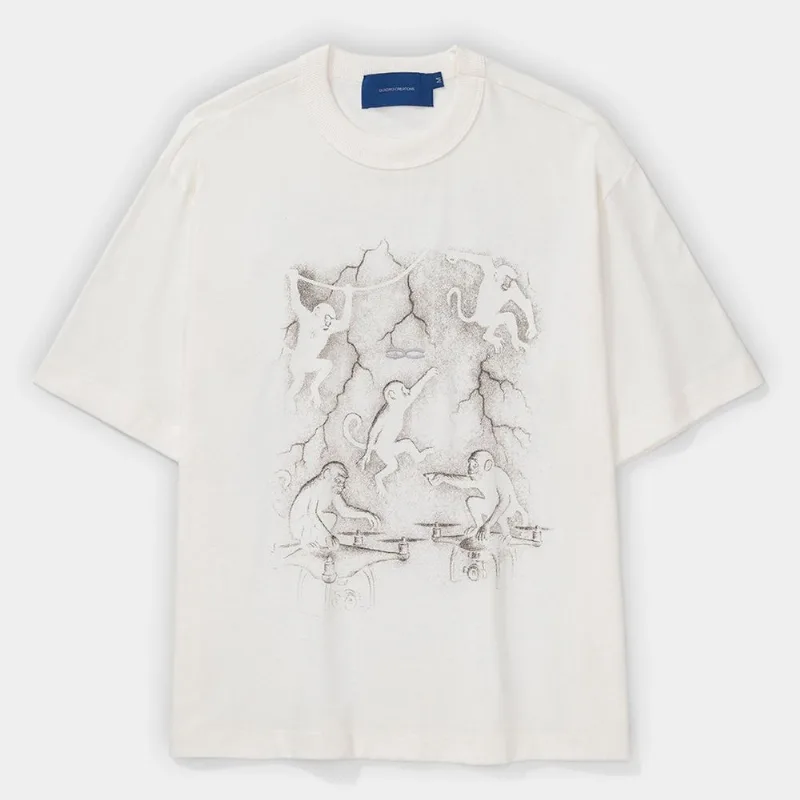 Camiseta Quadro Creations Monkeys - Unissex - Off White