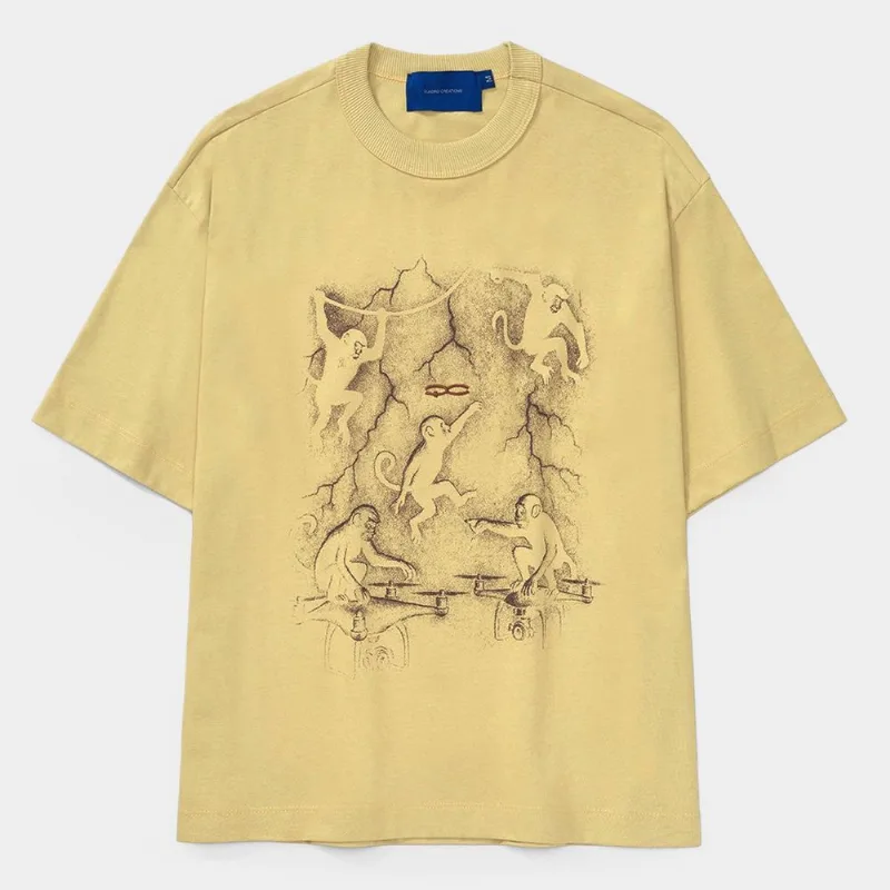 Camiseta Quadro Creations Monkeys - Unissex - Verde claro