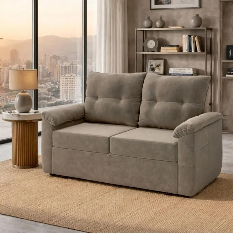 Sofá Cama Tifany 2 Lugares Casal 160cm Veludo Marrom com Espuma D23 Matrix