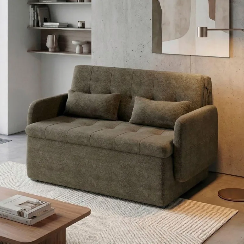 Sofá Cama Retrátil Sissy 2 Lugares 130cm Marrom Chenile Prime Matrix