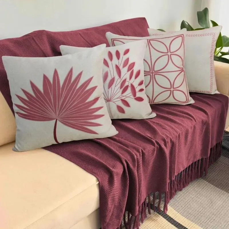 Kit Capa De Almofada Linho Estampa Moderna Tendencia 4 Rosê