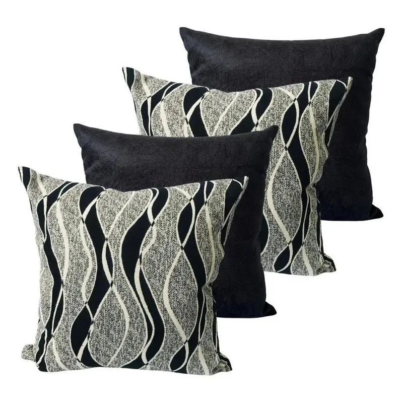 Kit 6 Capas De Almofadas S 3 Jacquard Geométrico 3 Sued Pret