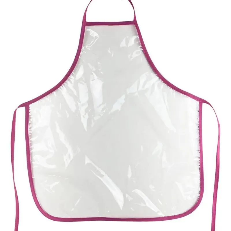 Avental Infantil Escolar Plástico Transparente Rosa-chiclet