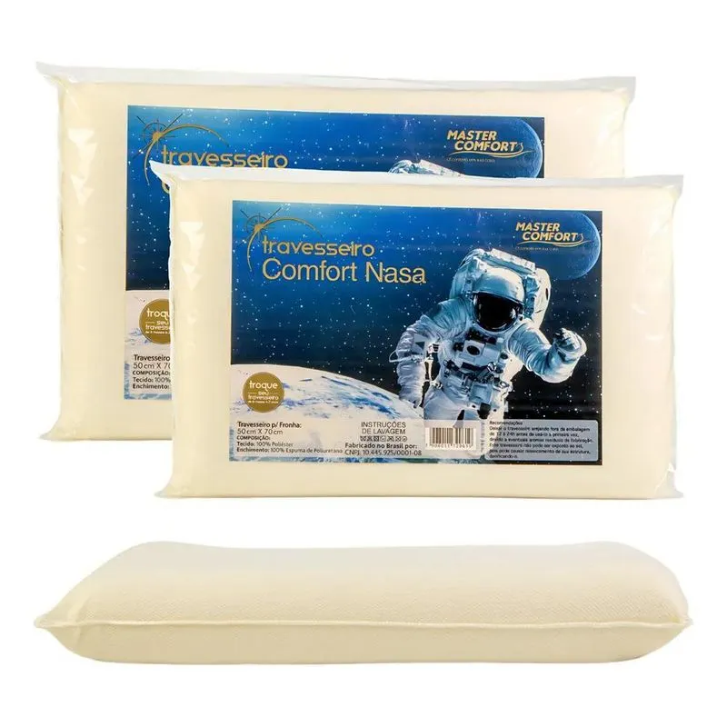 Kit 2 Travesseiros Nasa Viscoelástico Anatômico Antiá Branco
