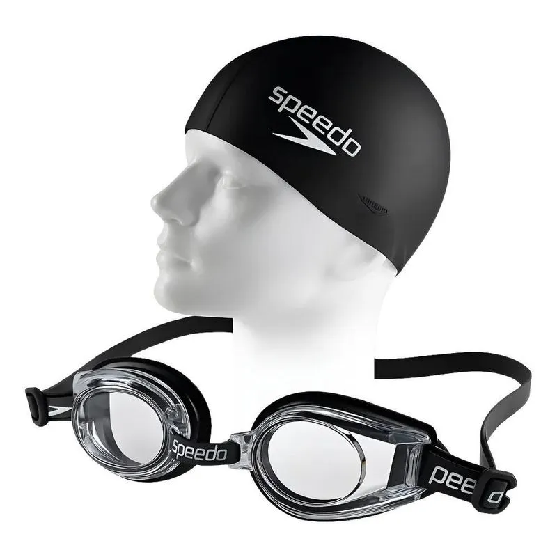 Óculos De Natação Speedo Classic Starters + Touca Sili Preto