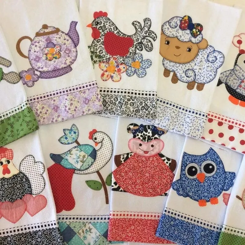 Pano De Prato Patchwork Bordado (Kit Com 20 Peças)