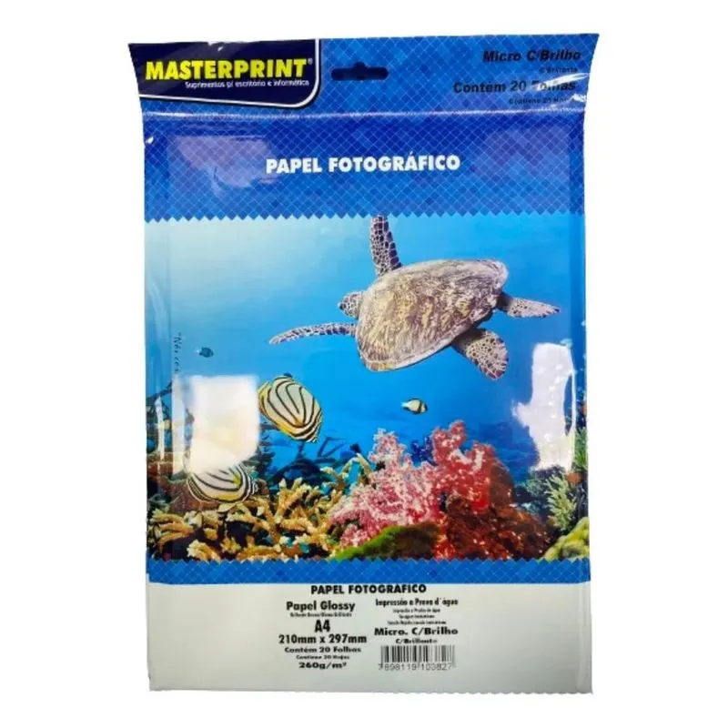 Papel Fotográfico Microporoso Com Brilho A4 20 Folhas 260g