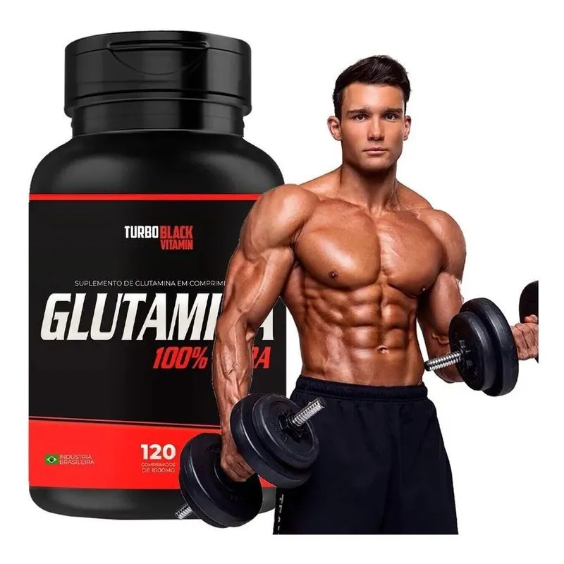 5x Glutamina 1000mg 120 Comprimidos Turbo Black Vitamin
