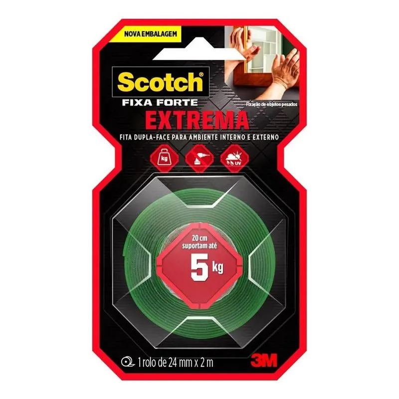 10x 3m Fita Dupla Face Fixa Forte Extreme 24mm X 2,0mts