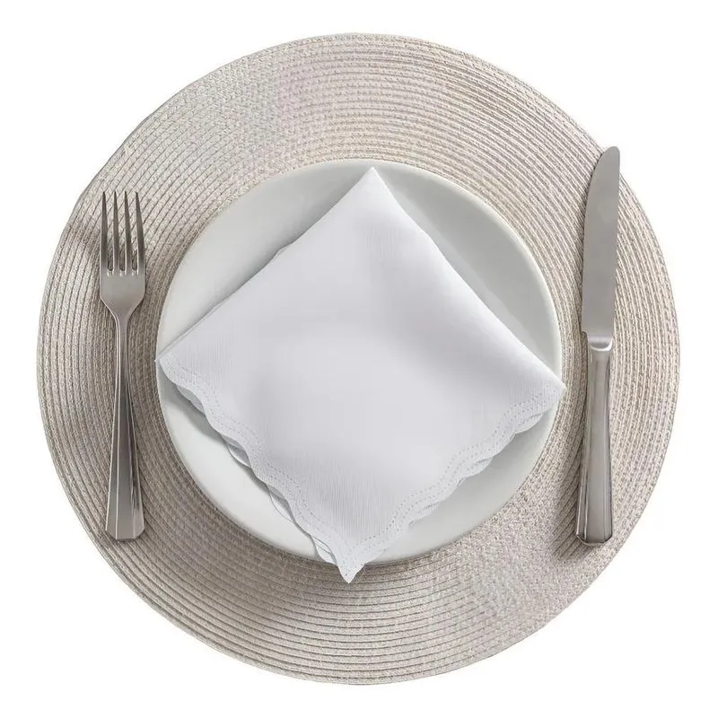 Kit 50 Guardanapos De Tecido Oxford 33cm Corte A Branco