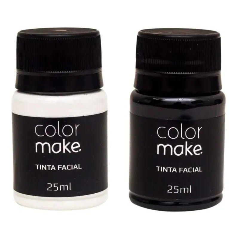 3x Tinta Facial Color Make Liquida Branco E Preto De 25ml Ca