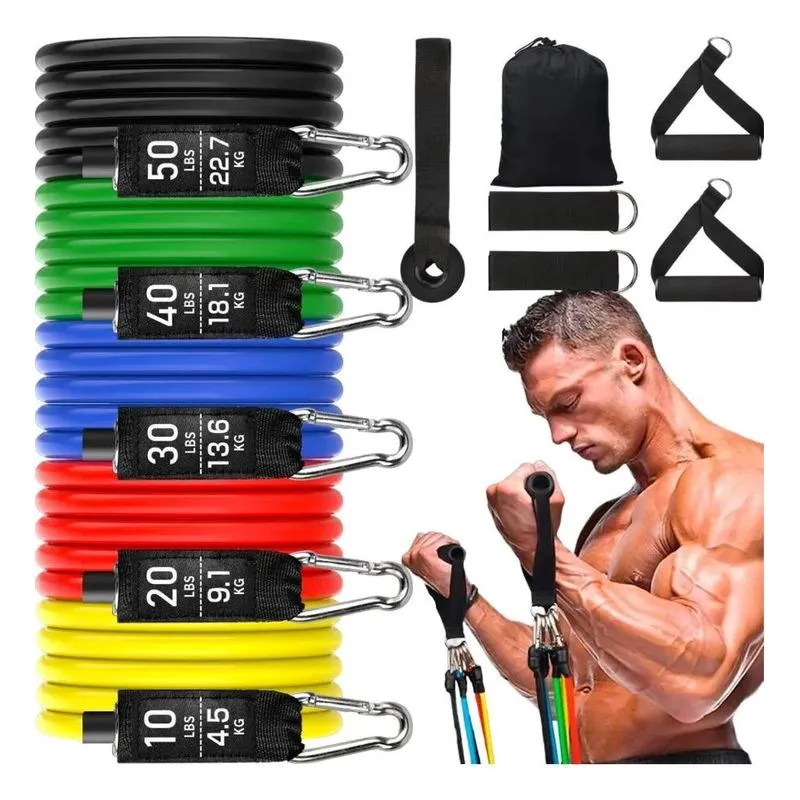 5x Kit Elástico Para Treino Exercícios Malhar Musculação Cas