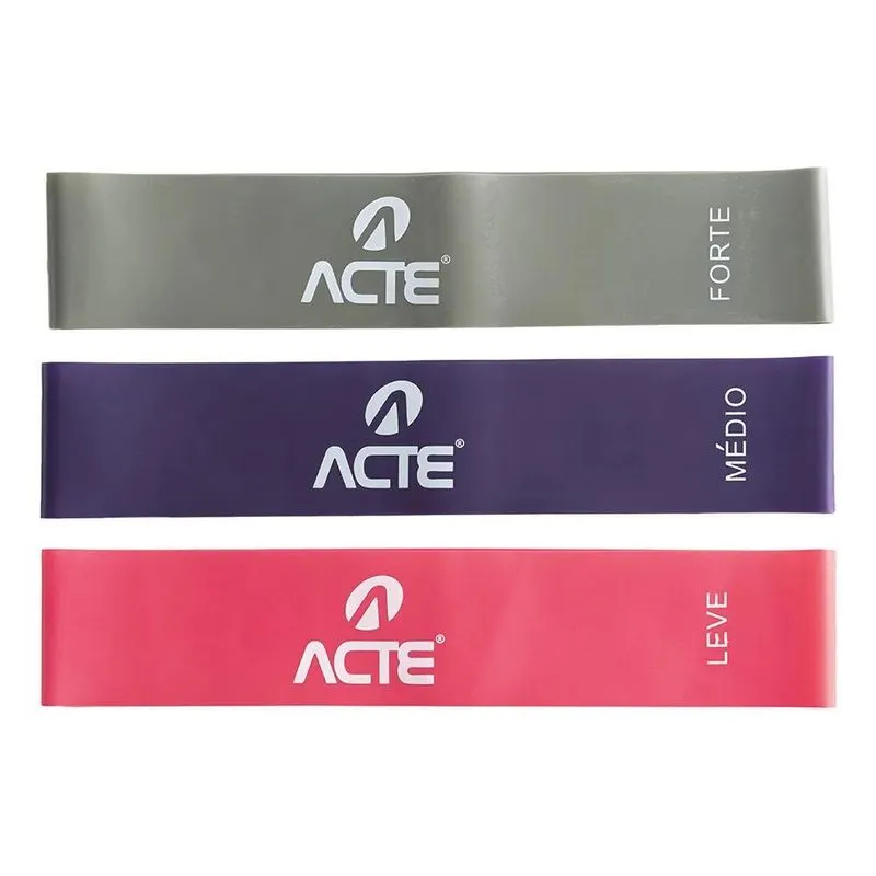 Kit Faixa Elastica T71-r, Yoga E Pilates, Rosa, Roxo E Cinza