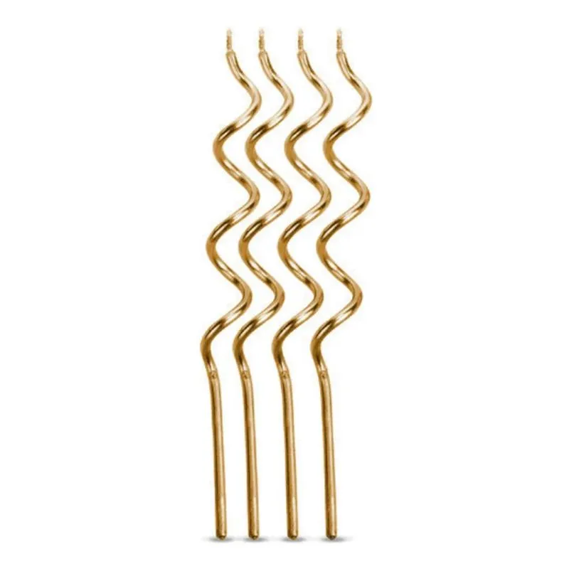Vela Palito De Aniversário Espiral 4 Unidades Dourado Silver