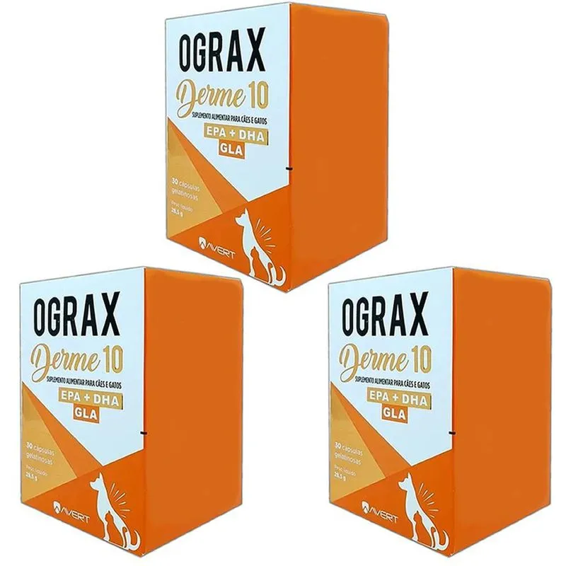Combo 03un Ograx Derme 10 - Avert 30 Capsulas