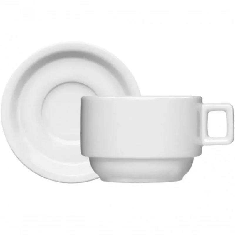 Conjunto 2 Xicaras Cha Com Pires Porcelana Barhotel Germer