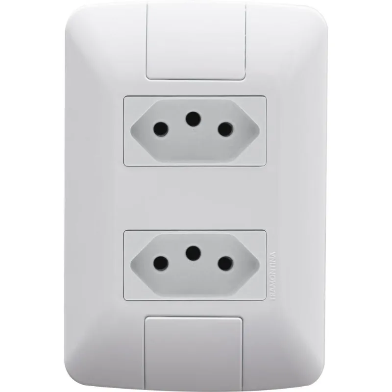Kit 4 Conjunto 4x2 2 Tomadas 2p+t Tramontina Aria 10a 250v Branco