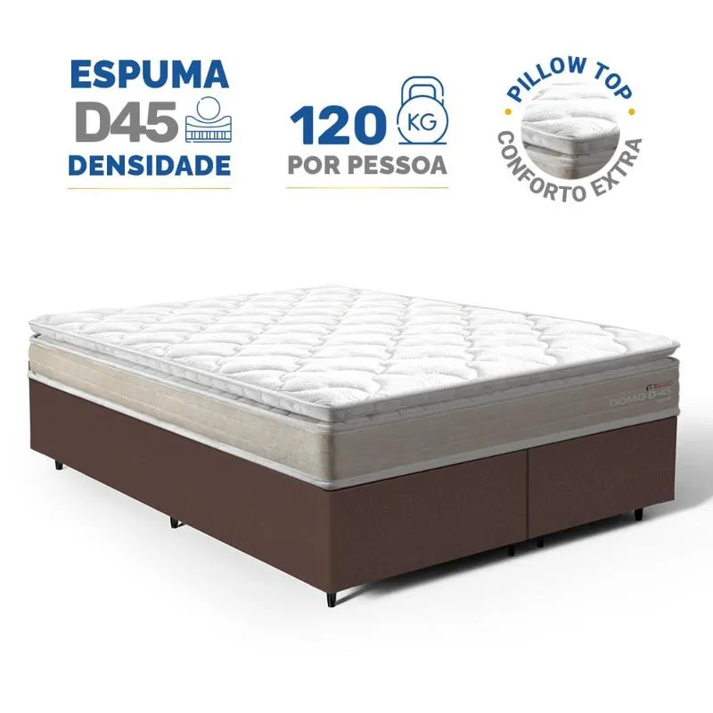 Cama Box Queen Ortopédica Lucas Home Domo Espuma D45 Pillow Top 158cm