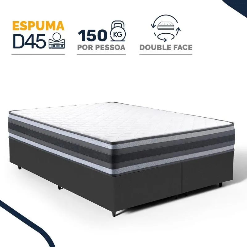 Cama Box com Colchão de Espuma D45 Double Face Territory Hellen Queen 158cm