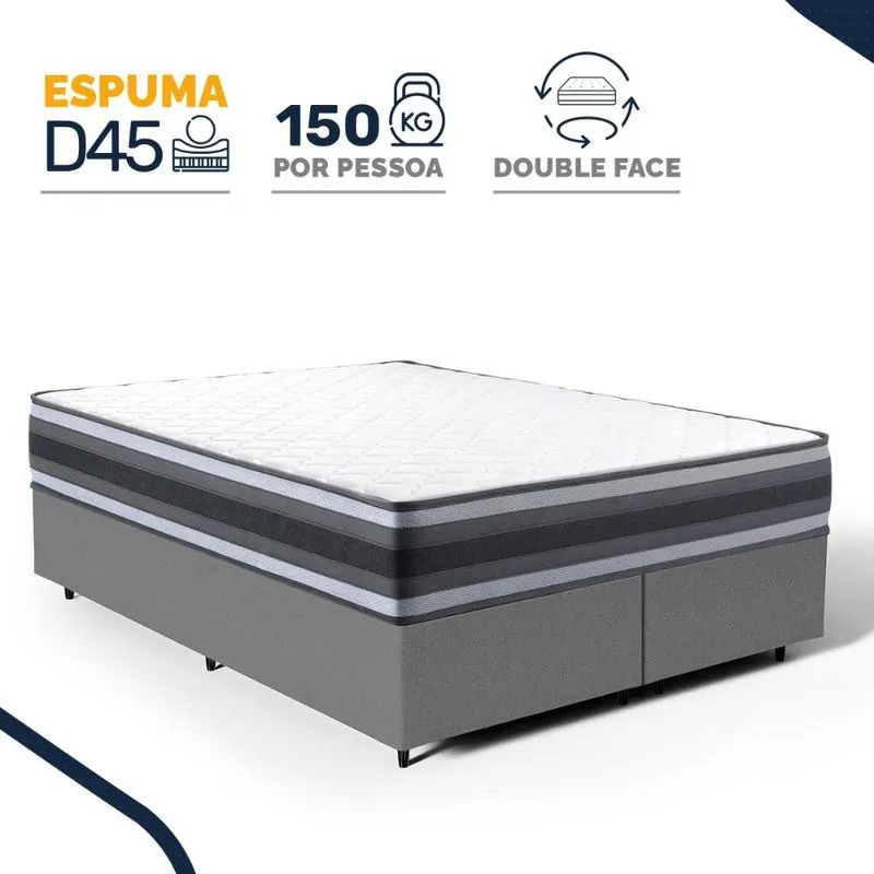 Cama Box com Colchão de Espuma D45 Double Face Territory Hellen Queen 158cm