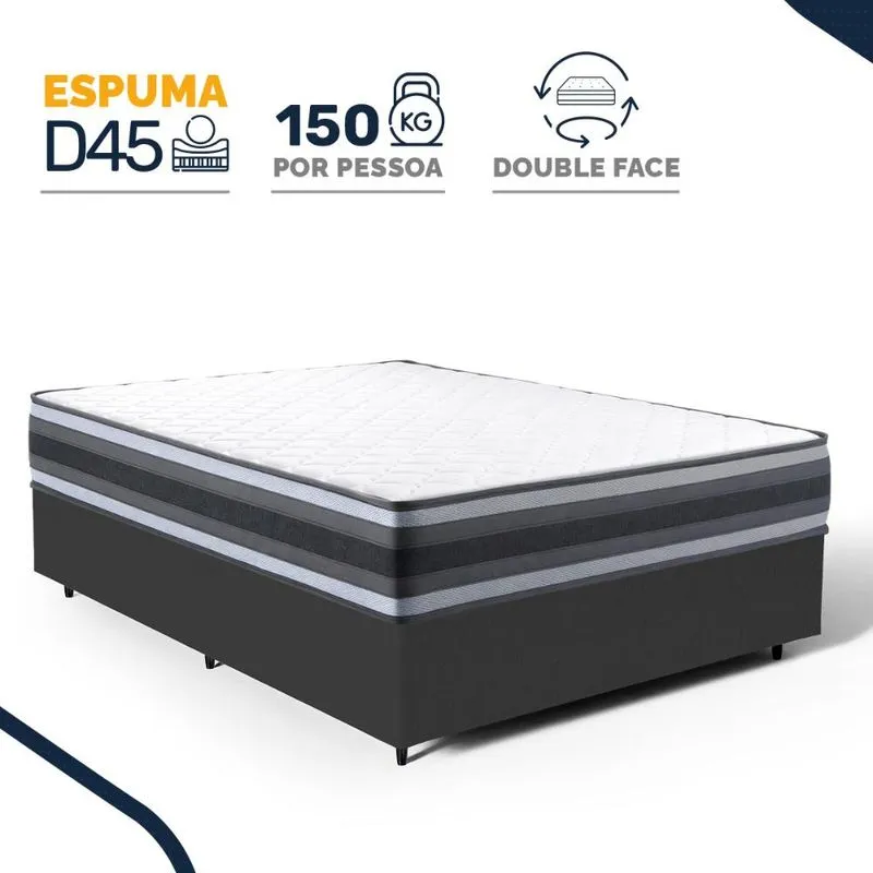 Cama Box com Colchão de Espuma D45 Double Face Territory Hellen Casal 138cm