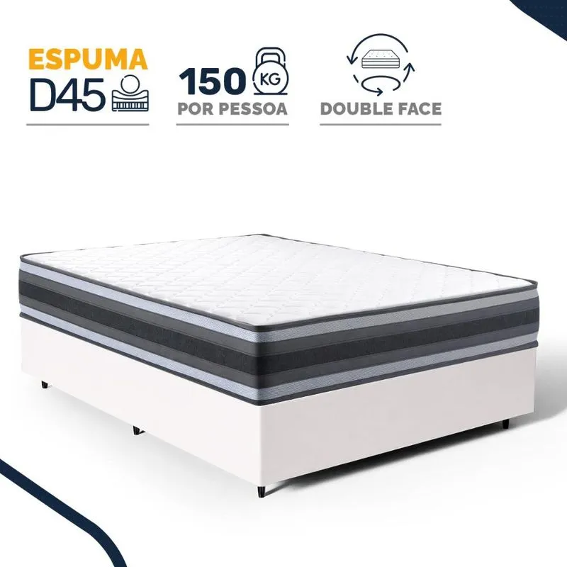 Cama Box com Colchão de Espuma D45 Double Face Territory Hellen Casal 138cm