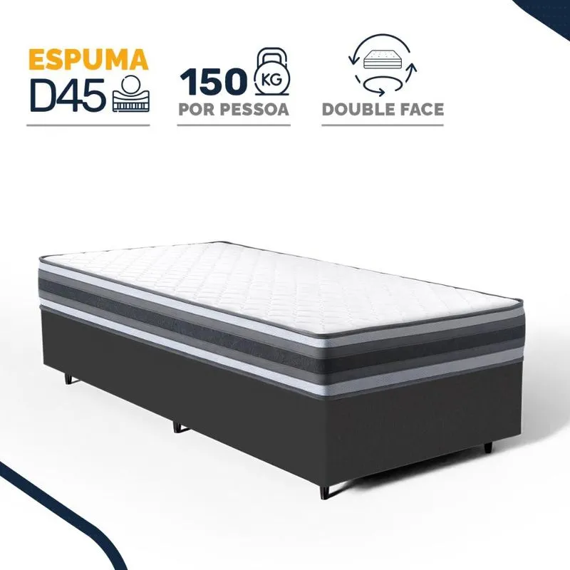 Cama Box com Colchão de Espuma D45 Double Face Territory Hellen Solteiro 88cm