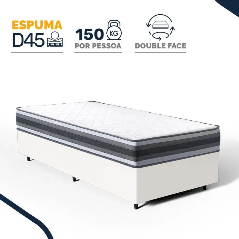 Cama Box com Colchão de Espuma D45 Double Face Territory Hellen Solteiro 88cm